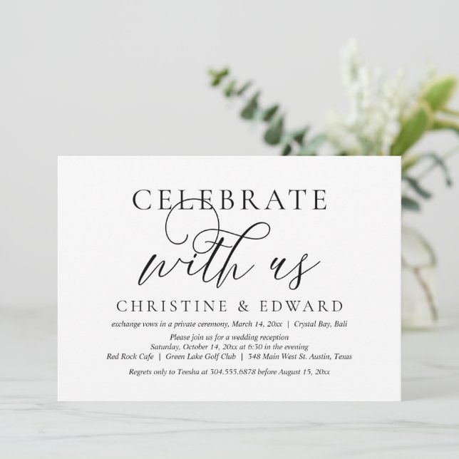 Celebrate with us, Wedding Elopement Party Invitat Invitation (Standing Front)