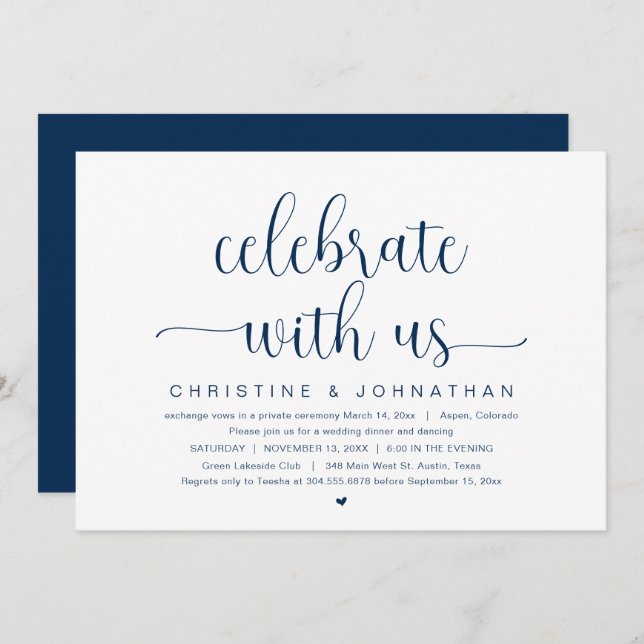 Celebrate with us, Wedding Elopement Party Invitation (Front/Back)