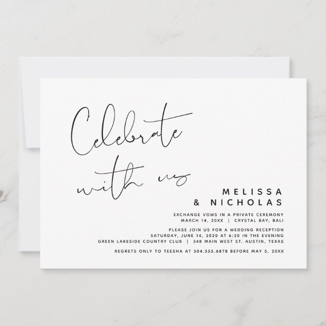 Celebrate with us, Wedding Elopement Party Invitation (Front)