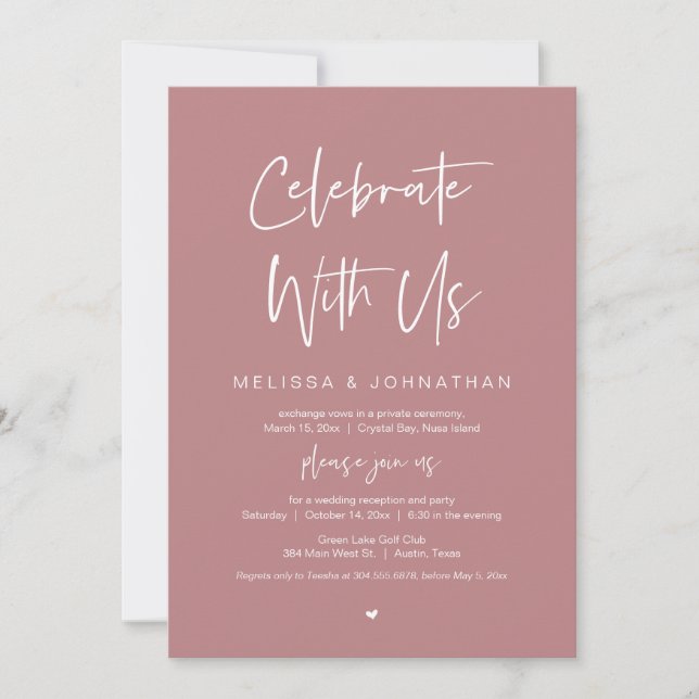Celebrate with us, Wedding Elopement Party Invitation (Front)