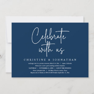 Celebrate with us, Wedding Elopement Party, Navy Invitation