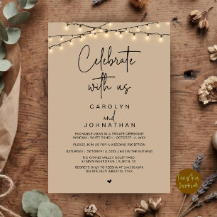 Celebrate with us, Wedding Elopement String Lights Invitation