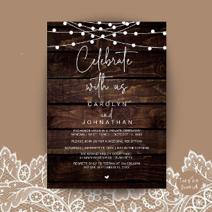 Celebrate with us, Wedding Elopement String Lights Invitation