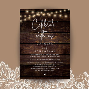 Celebrate with us, Wedding Elopement String Lights Invitation