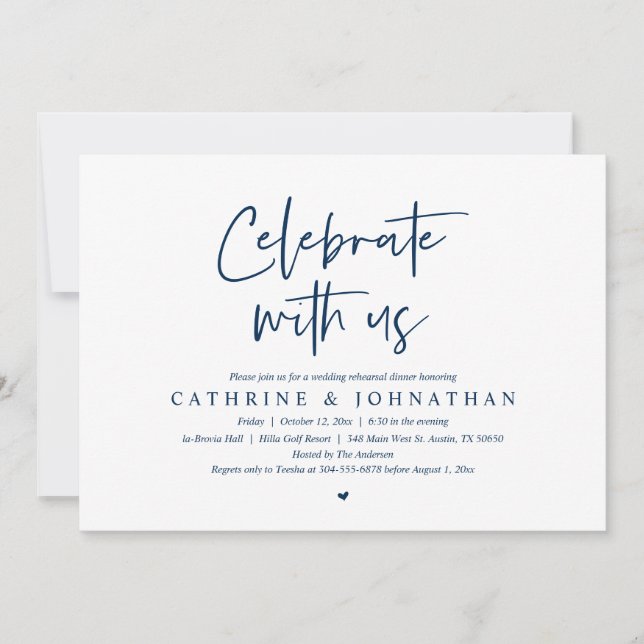 Celebrate with us, Wedding Rehearsal Dinner Invita Invitation (Front)