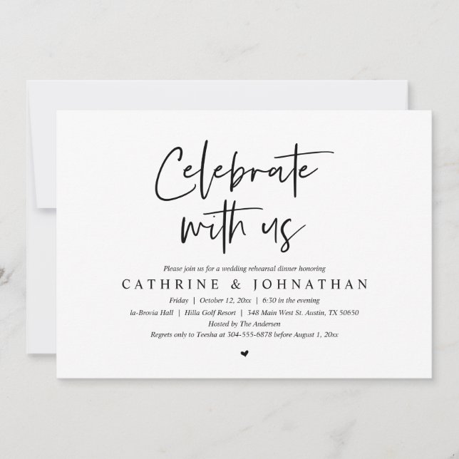 Celebrate with us, Wedding Rehearsal Dinner Invitation (Front)