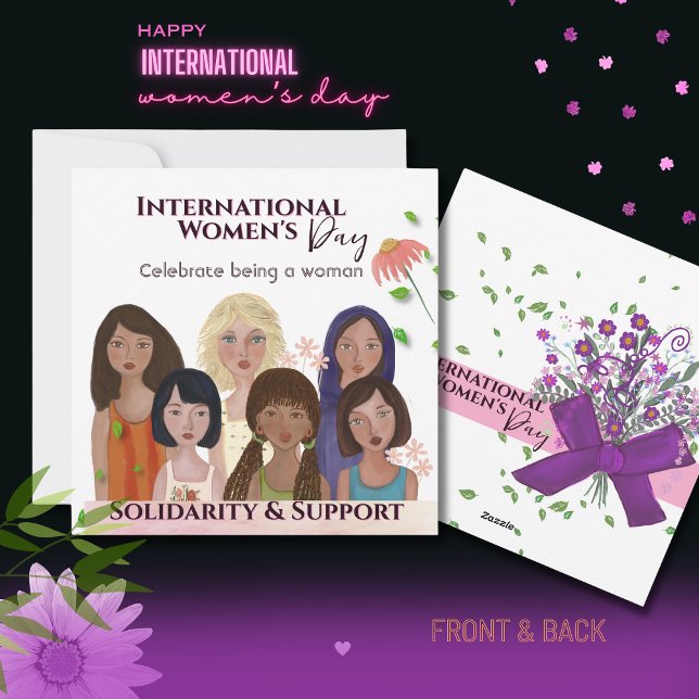 Celebrate Women's Day Portraits Square Holiday Card (Celebrate Women's Day Portraits Square Holiday Card)