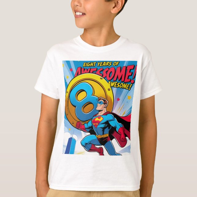 celebrate your 8th birthday with superman T-Shirt (Front)