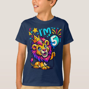 Celebrate Your Child's 5th Birthday Lion Custom T-Shirt