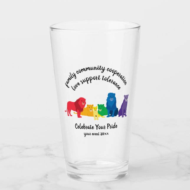 Celebrate Your Pride Rainbow Lion Pride Glass (Front)