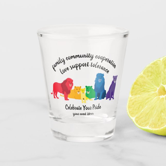 Celebrate Your Pride Rainbow Lion Pride Shot Glass (Front)