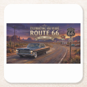 Celebrating 100 Years: Route 66  Square Paper Coaster