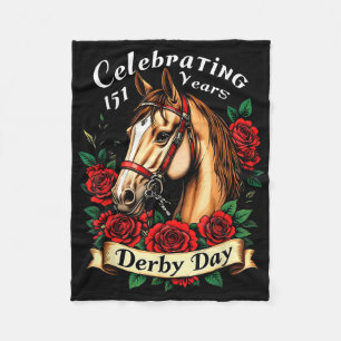 Celebrating 151 Years Derby Day Roses Racing Horse Fleece Blanket