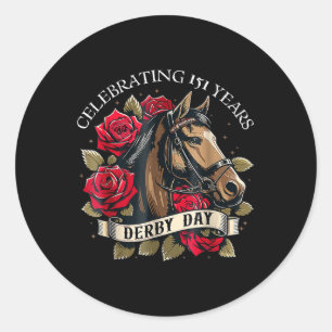 Celebrating 151 Years Ky Derby Day Men Women Vinta Classic Round Sticker