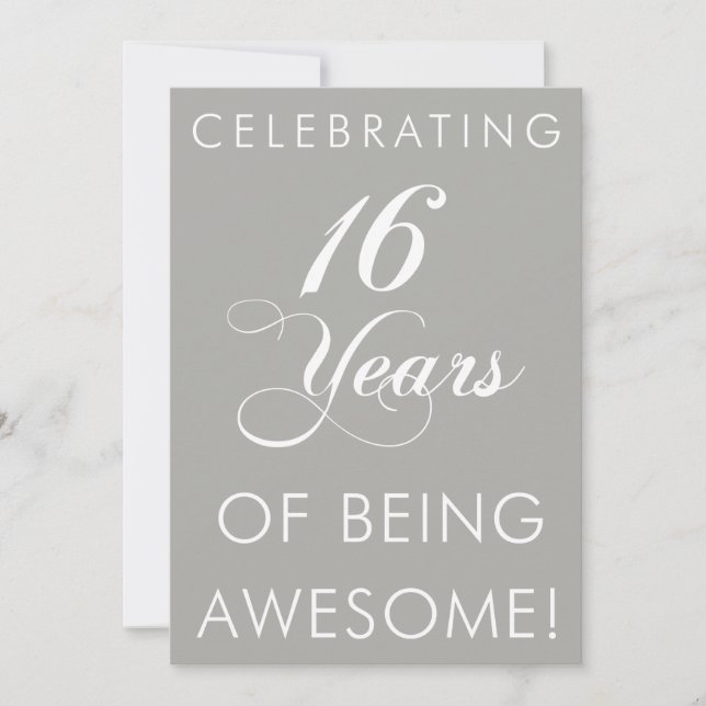 Celebrating 16 Years Of Being Awesome Invite (Front)