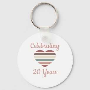 Celebrating 20th Wedding Anniversary Key Ring