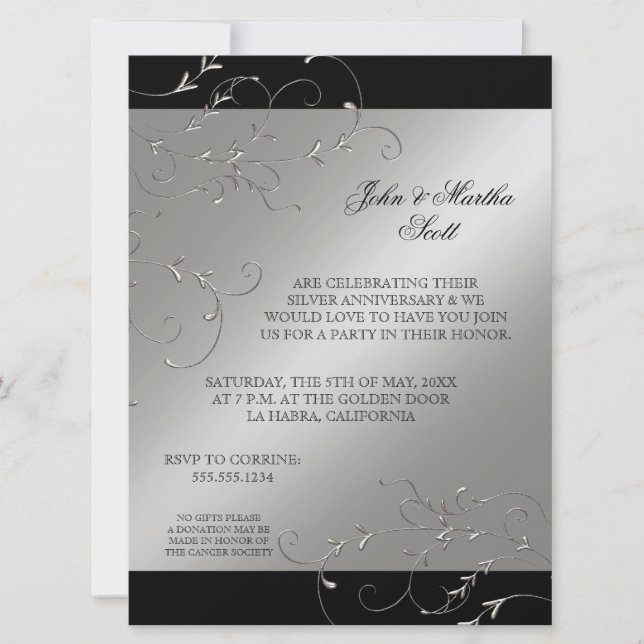 Celebrating 25 years, 25th Anniversary Invitation (Front)