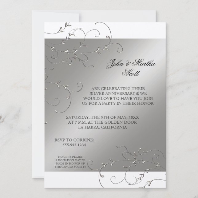 Celebrating 25 years, 25th Anniversary Invitation (Front)