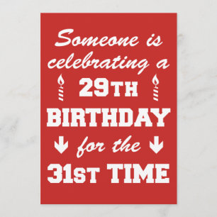 Celebrating 29th Birthday 31st Time Invitation RED