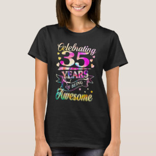 Celebrating 35 Years Awesome Tie Dye 1987 Birthday T-Shirt