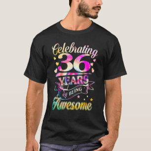 Celebrating 36 Years Awesome Tie Dye 1986 Birthday T-Shirt