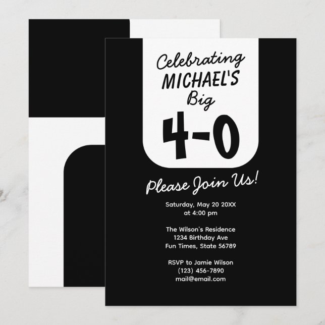 Celebrating 40th Birthday Invitation (Front/Back)