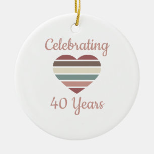 Celebrating 40th Wedding Anniversary Ceramic Tree Decoration
