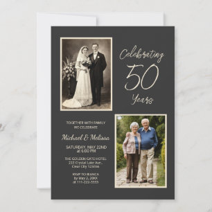 Celebrating 50 Years Charcoal Photo Anniversary Invitation