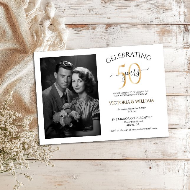 Celebrating 50 Years Photo Anniversary Party Invitation (Creator Uploaded)