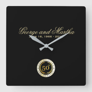 Celebrating 50th Anniversary. Customizable. Square Wall Clock