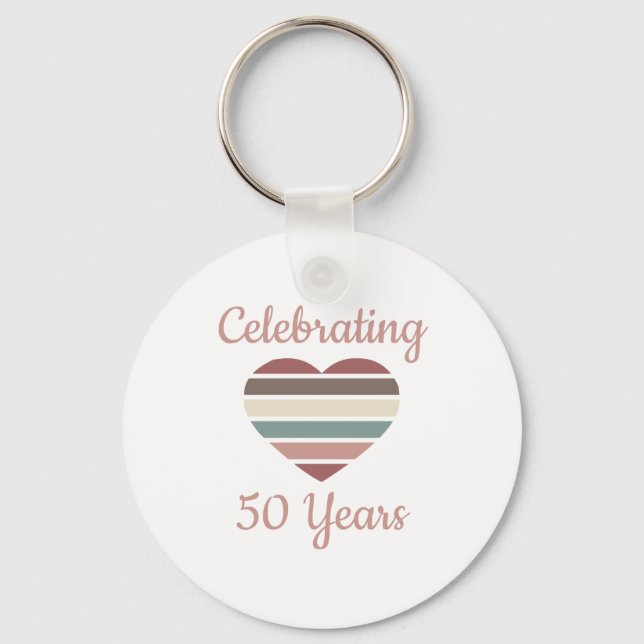 Celebrating 50th Wedding Anniversary Key Ring (Front)
