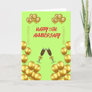 Celebrating 5th Wedding Anniversary Love and Joy Thank You Card