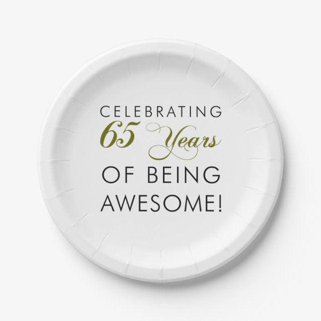 Celebrating 65 Years Of Being Awesome Paper Plate (Front)