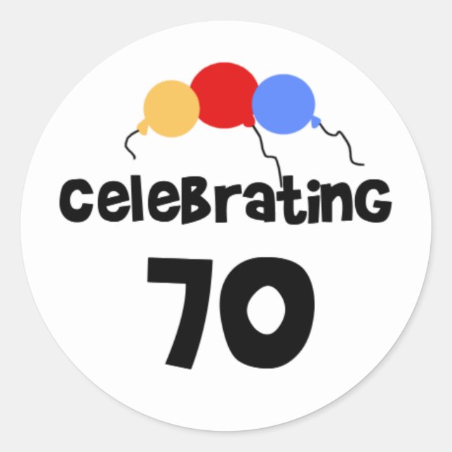 Celebrating 70 classic round sticker (Front)