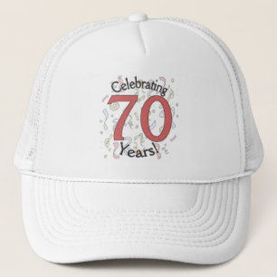 Celebrating 70 years birthday confetti hat