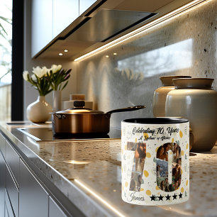 Celebrating 70 Years Photo Collage - Custom Name Two-Tone Coffee Mug