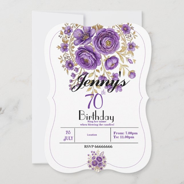 Celebrating 70th Birthday  Invitation (Front)