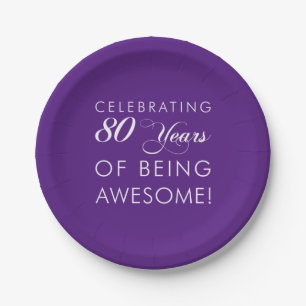 Celebrating 80 Years Of Being Awesome (COLOR) Paper Plate
