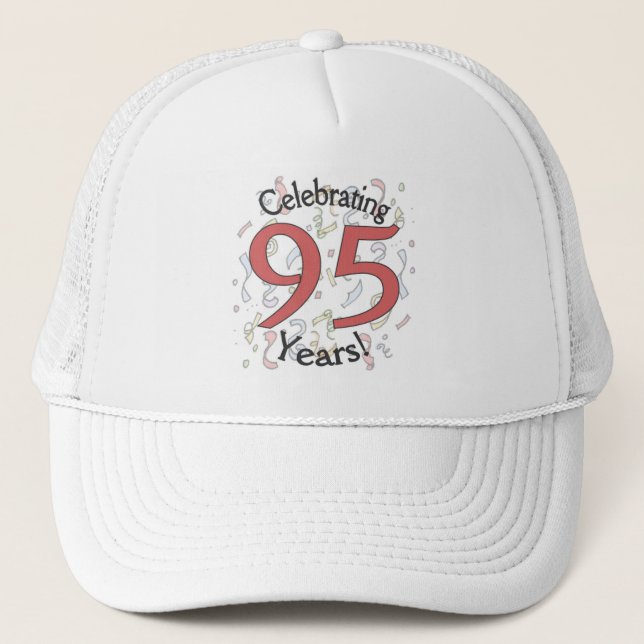 Celebrating 95 years birthday confetti hat (Front)