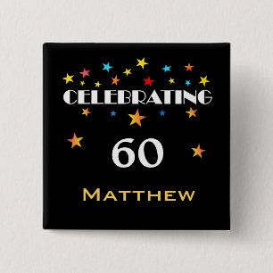 Celebrating a 60th Birthday Stars Square Button