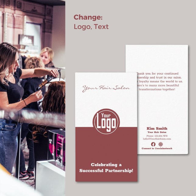 Celebrating a Partnership Hair Stylist Thank You Business Card (Celebrating a Partnership Hair Stylist Thank You Business Card)