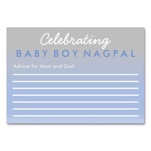 Celebrating Baby Advice Card Ombre Blue Silver (Front)