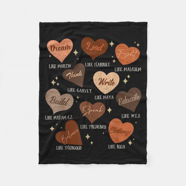Celebrating Black History Educated Leader Design Fleece Blanket (Front)