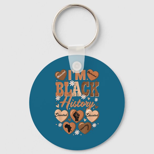 Celebrating Black History Educated Leader Design Key Ring (Front)