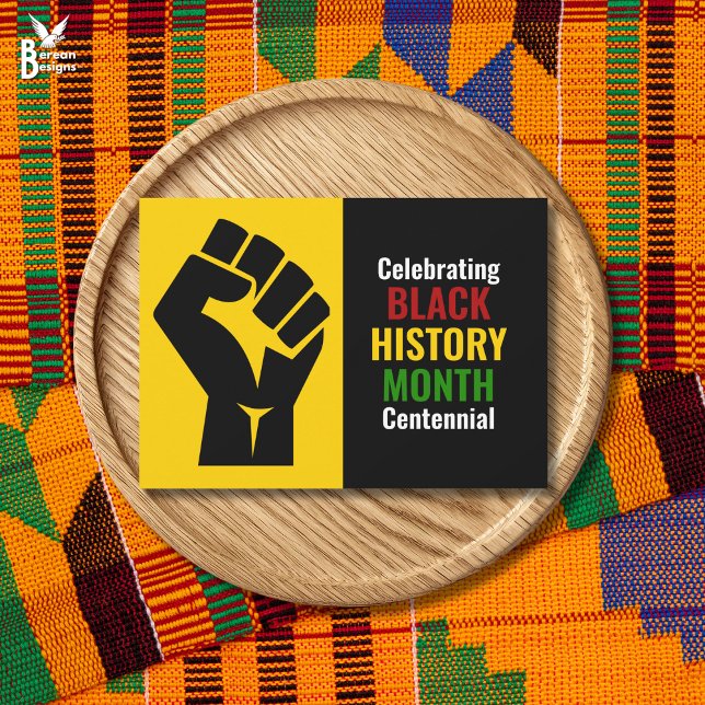 Celebrating Black History Month Centennial Holiday Card (Celebrating Black History Month Centennial flat card with black power fist design. Ideal for BHM 100)