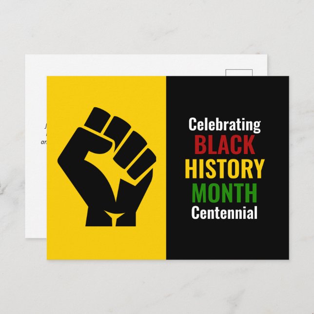Celebrating Black History Month Centennial Holiday Postcard (Front/Back)