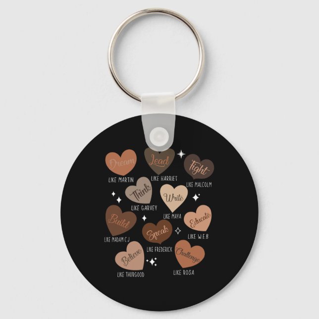 Celebrating Black History With Educated Leader Hea Key Ring (Front)