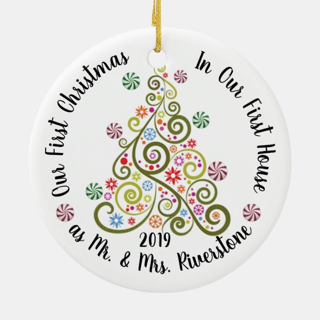 Celebrating Christmas and Hanukkah Ceramic Tree Decoration (Back)
