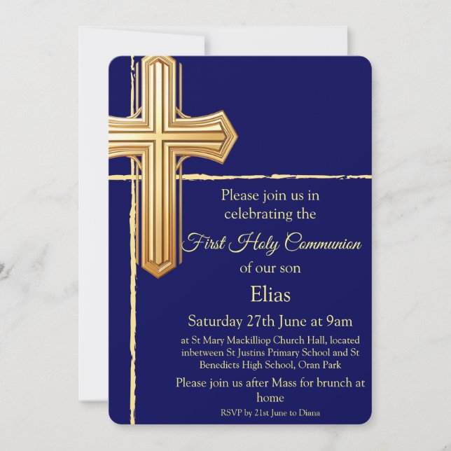 Celebrating Faith & Family (First Holy Communion) Invitation (Front)