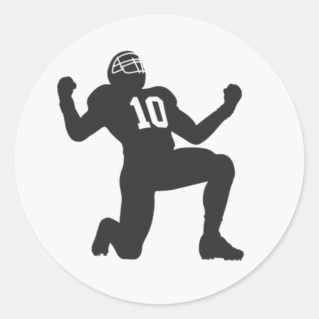 Celebrating Football Player Silhouette Classic Round Sticker (Front)